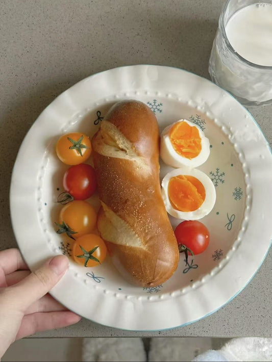 Ceramic Dinnerware Set with Snowflake Design 雪花碗盘勺子陶瓷餐具组