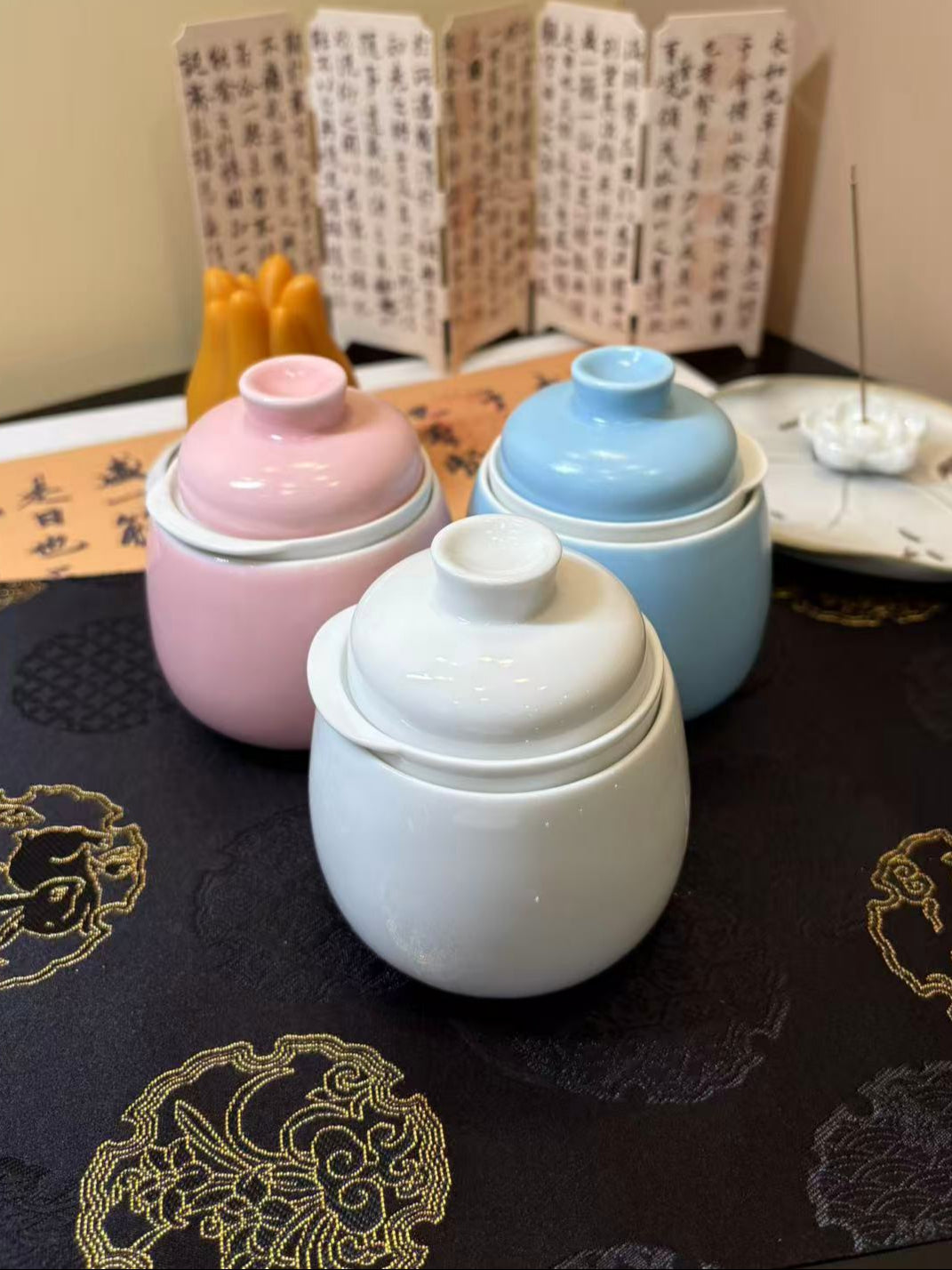 Ceramic Double-Walled Teacup with Infuser 双层防烫带过滤陶瓷茶杯 3色选
