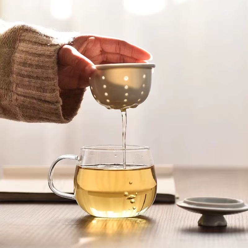 Ceramic & Glass Tea-Separating Cup 茶水分离泡茶杯 2色选