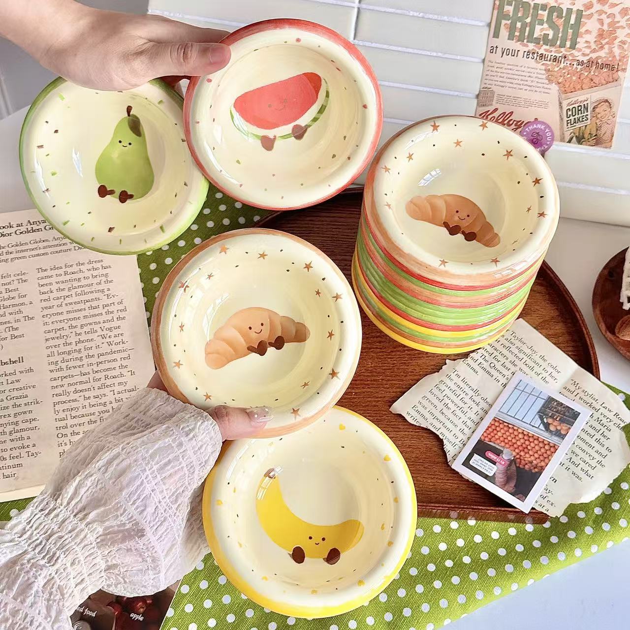 Ceramic Small Bowl with Jellycat-Style Design JC风可爱陶瓷小碗