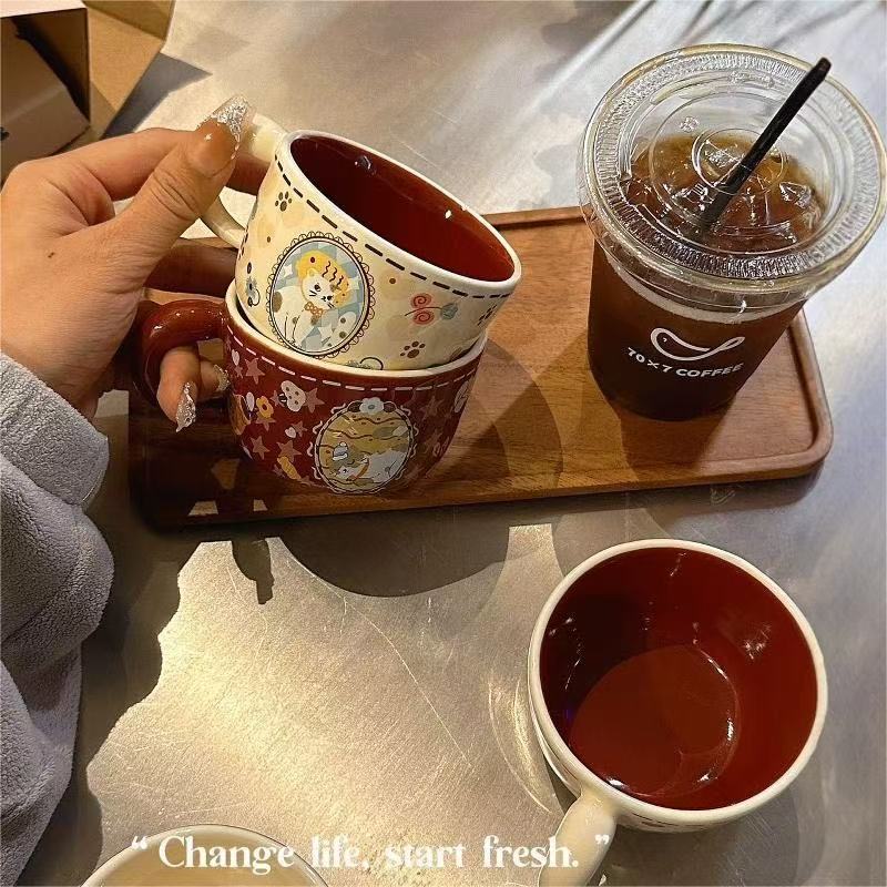 Ceramic Mug with Cute Cat Illustration 可爱小猫陶瓷马克杯