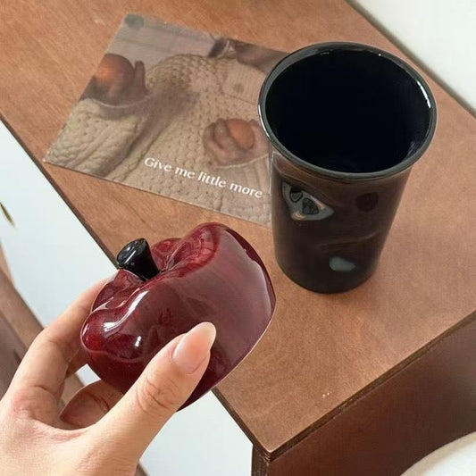 Ceramic Mug with Apple-Shaped Lid 苹果盖子质感陶瓷马克杯