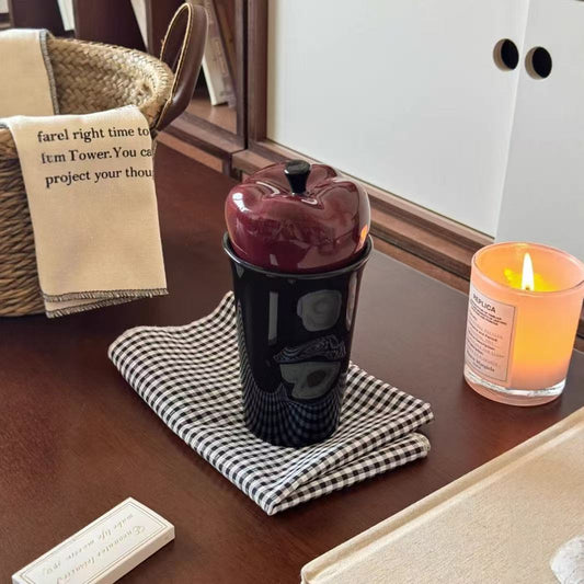 Ceramic Mug with Apple-Shaped Lid 苹果盖子质感陶瓷马克杯