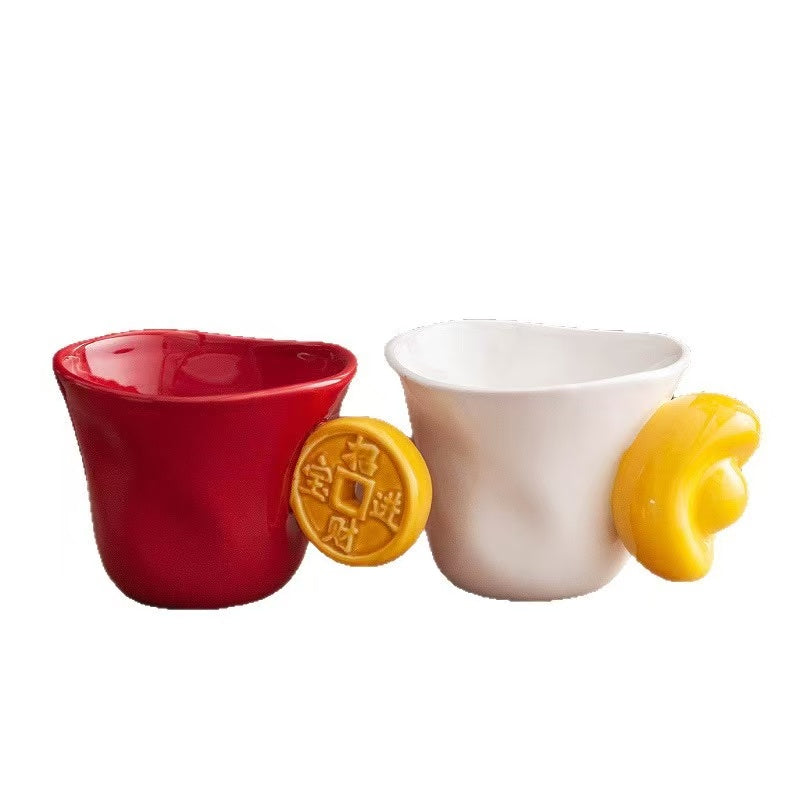 Ceramic Mug with Lucky Wealth Design 招财进宝陶瓷马克杯