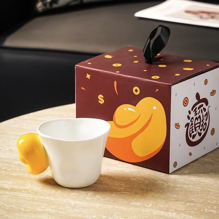 Ceramic Mug with Lucky Wealth Design 招财进宝陶瓷马克杯