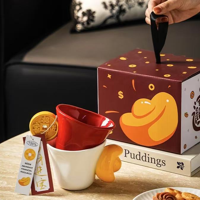 Ceramic Mug with Lucky Wealth Design 招财进宝陶瓷马克杯