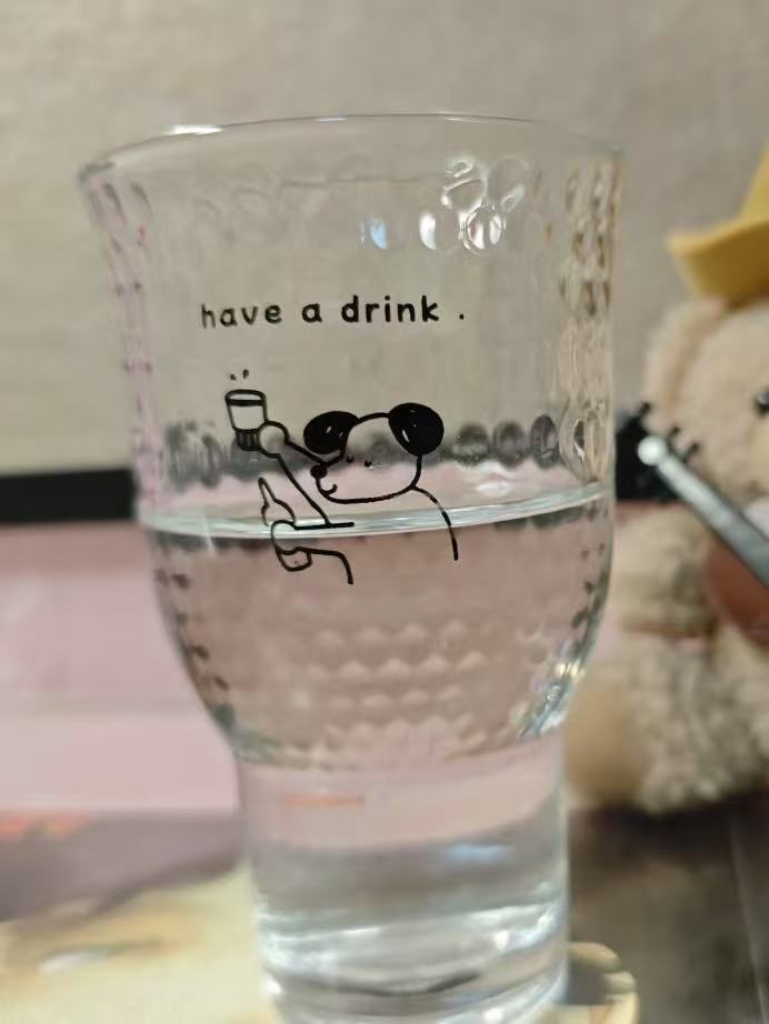 Glass Wide Mouth Cup with Cute Cat & Dog Designs 宽口小猫小狗玻璃杯