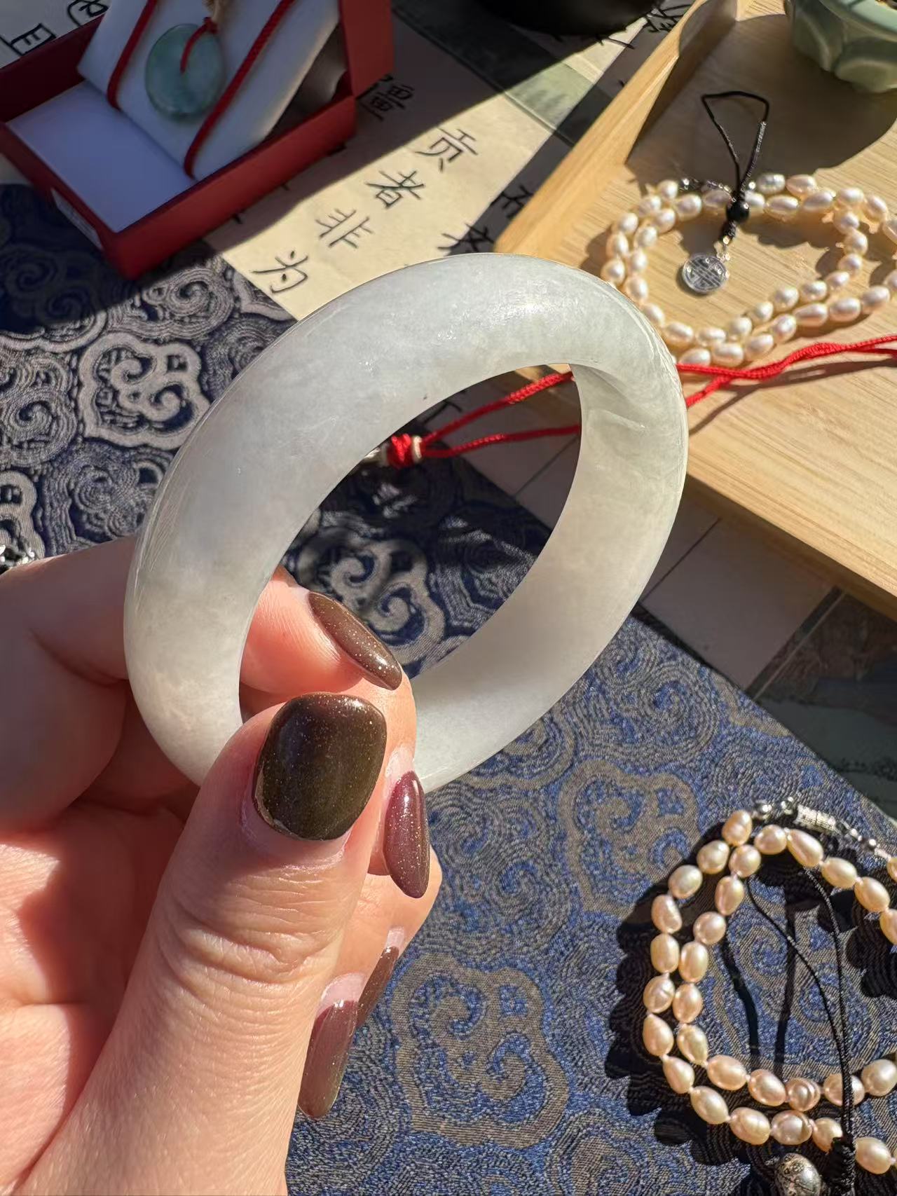 not available Bangle Jade Moonlight White 54mm 细糯白月光翡翠手镯