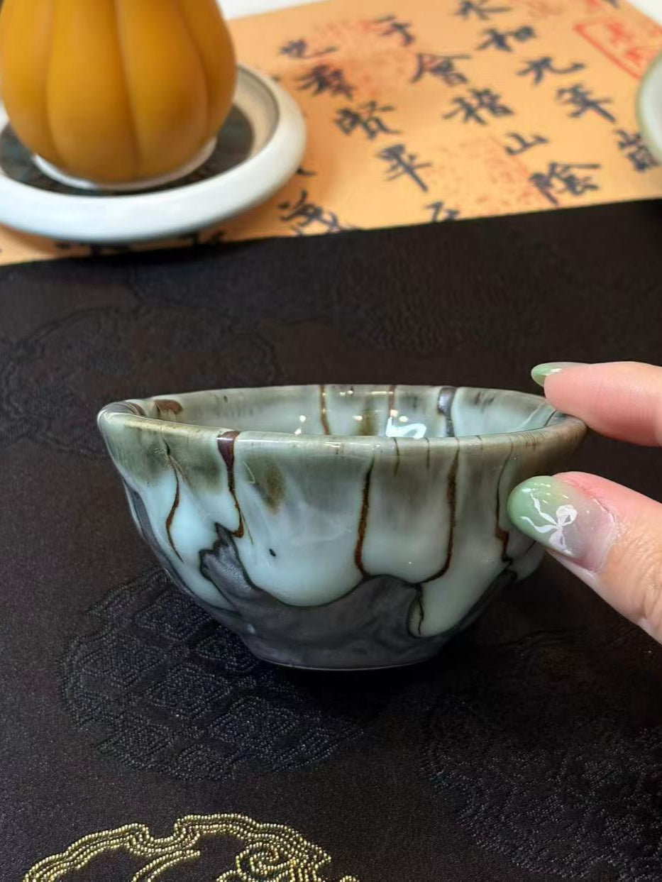 Handcrafted Kaolinite Ceramic Glaze-Drip Teacup 手工高岭土流釉窑变陶瓷茶杯 2款选