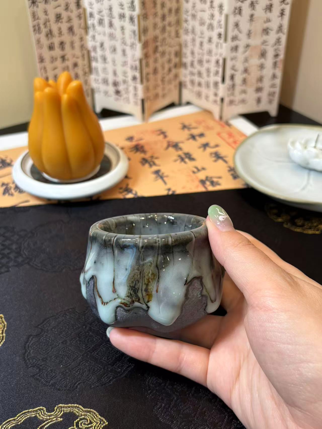 Handcrafted Kaolinite Ceramic Glaze-Drip Teacup 手工高岭土流釉窑变陶瓷茶杯 2款选