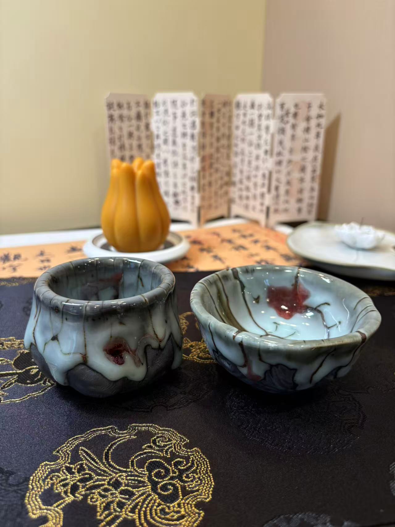 Handcrafted Kaolinite Ceramic Glaze-Drip Teacup 手工高岭土流釉窑变陶瓷茶杯 2款选