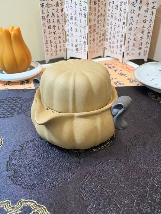 Handcrafted Zisha (Purple Clay) Pumpkin Teapot 手工紫砂南瓜泡茶壶