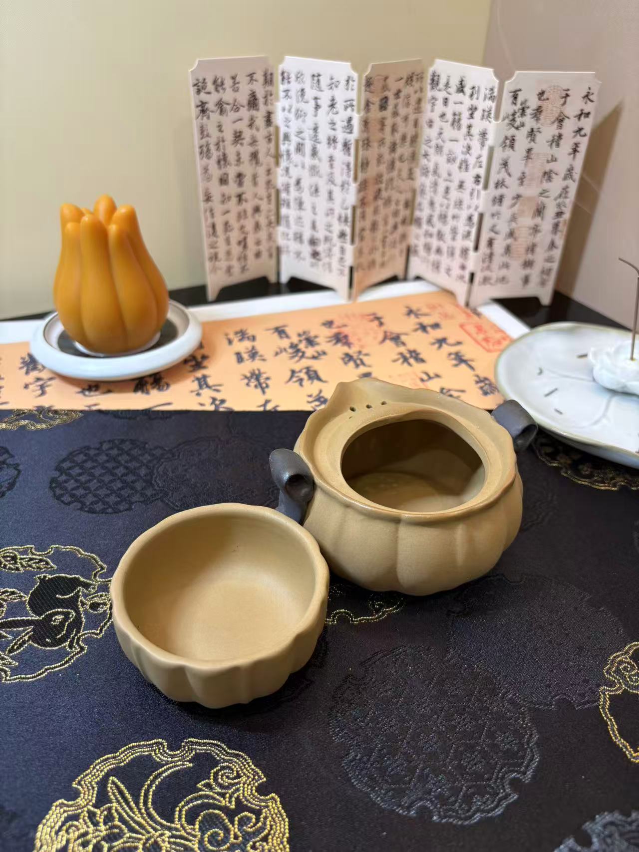Handcrafted Zisha (Purple Clay) Pumpkin Teapot 手工紫砂南瓜泡茶壶