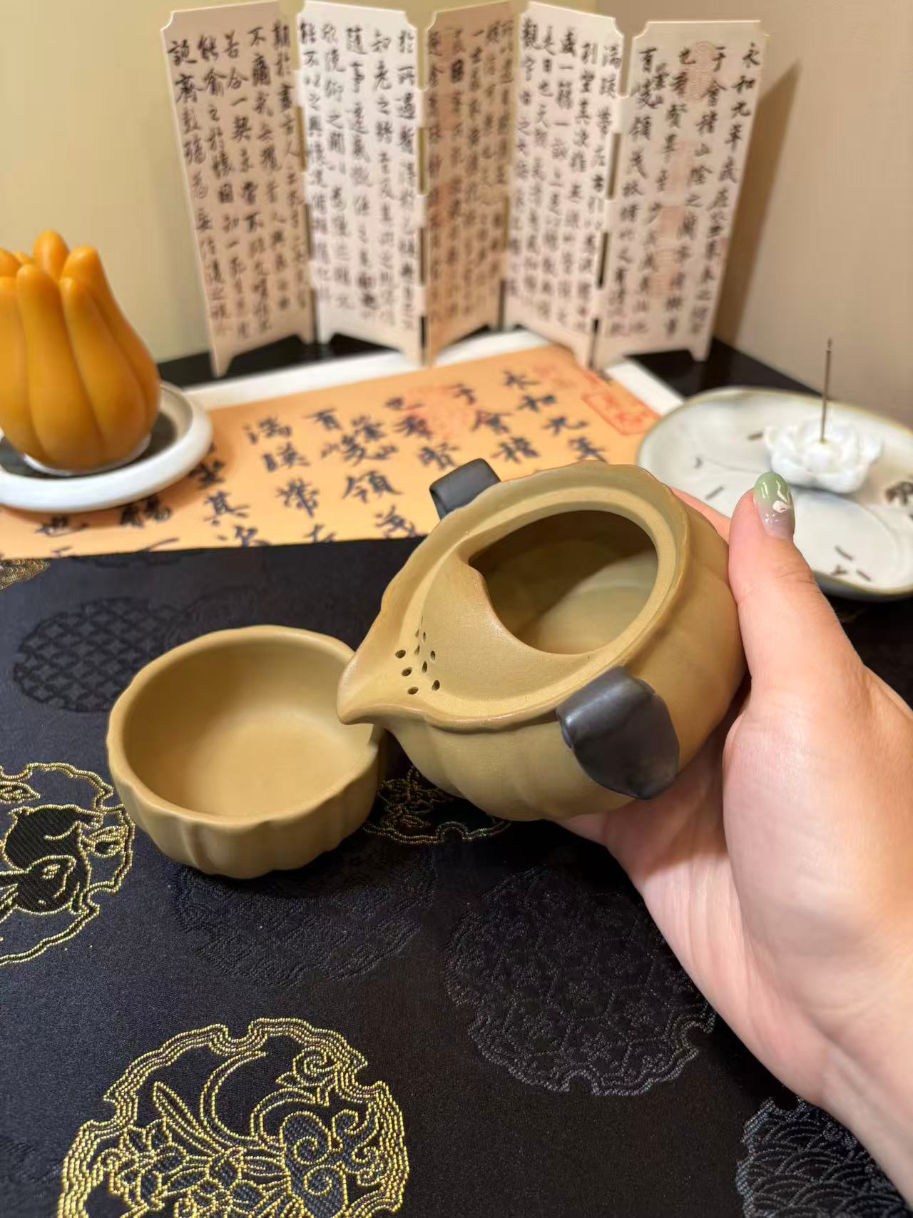 Handcrafted Zisha (Purple Clay) Pumpkin Teapot 手工紫砂南瓜泡茶壶