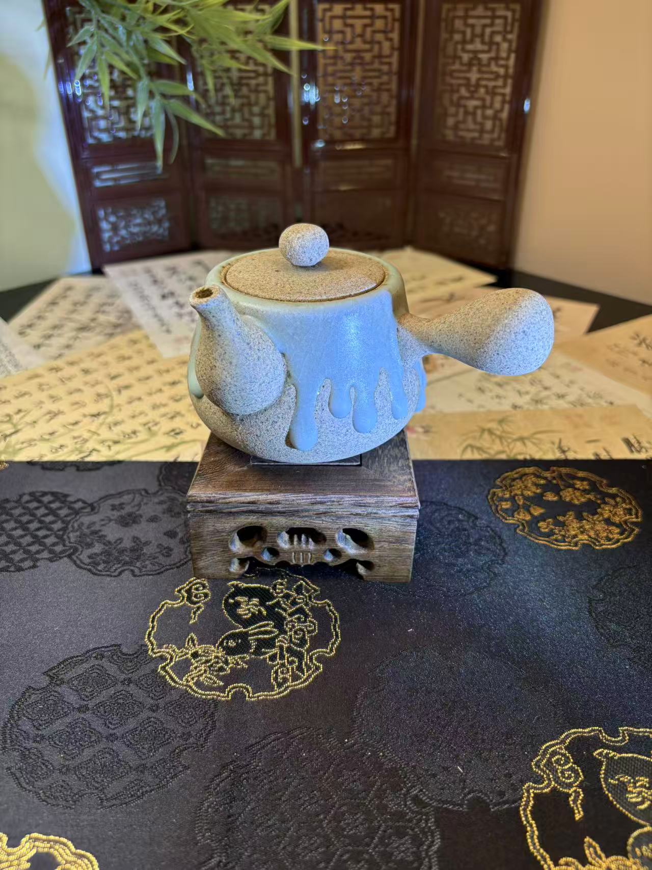 Handcrafted Aged Rock Clay Teapot with Flowing Glaze 手工老岩泥流釉茶壶 2款选