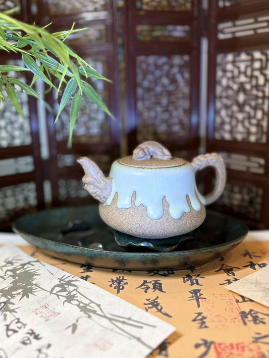 Handcrafted Aged Rock Clay Teapot with Flowing Glaze 手工老岩泥流釉茶壶 2款选