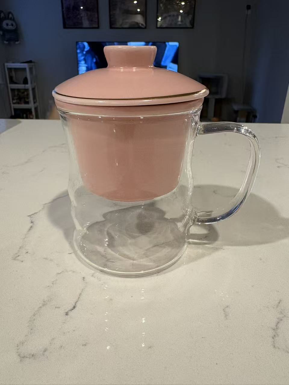 Glass Tea Infuser Cup with Ceramic Filter