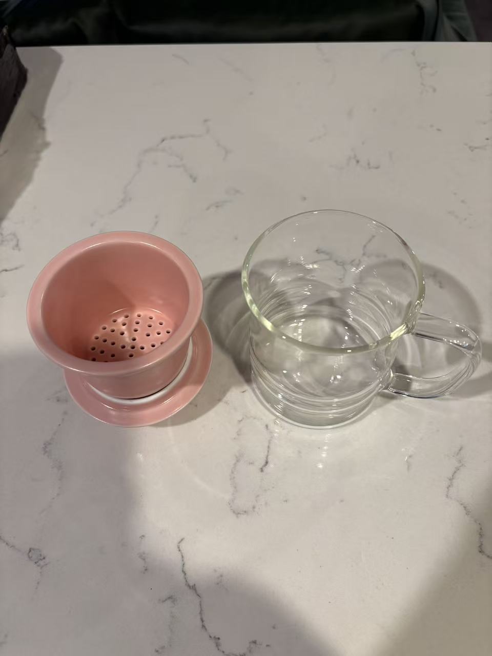 Glass Tea Infuser Cup with Ceramic Filter