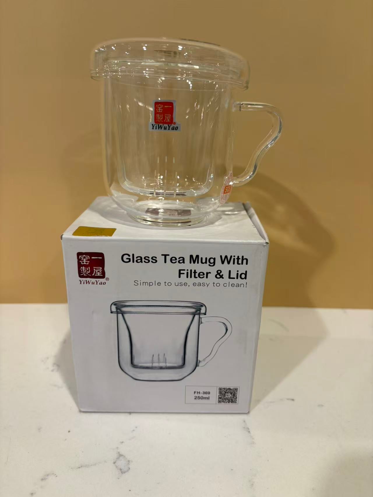 Glass Tea Infuser Cup with Glass Filter 茶水分离泡茶杯 250 ml 一屋窑
