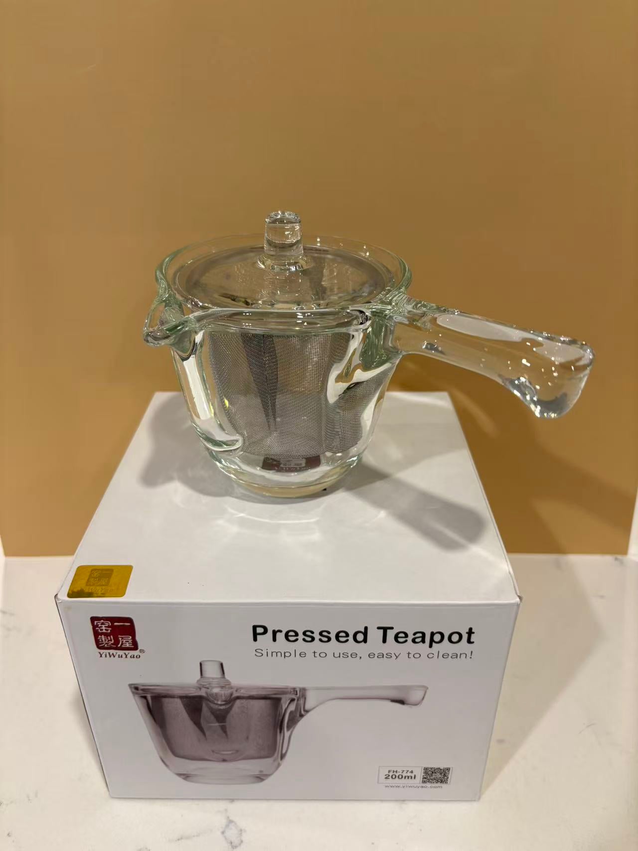 Glass Teapot with Removable Stainless Steel Infuser Filter 玻璃茶壶带可拆卸不锈钢滤网 200ml 一屋窑