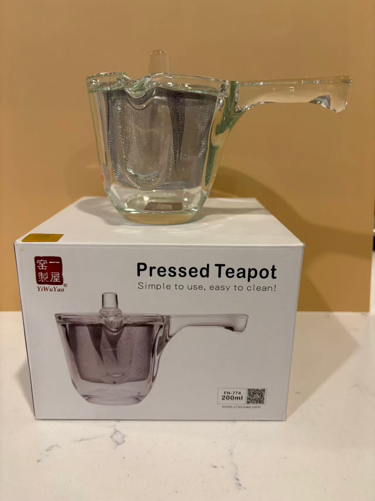 Glass Teapot with Removable Stainless Steel Infuser Filter 玻璃茶壶带可拆卸不锈钢滤网 200ml 一屋窑