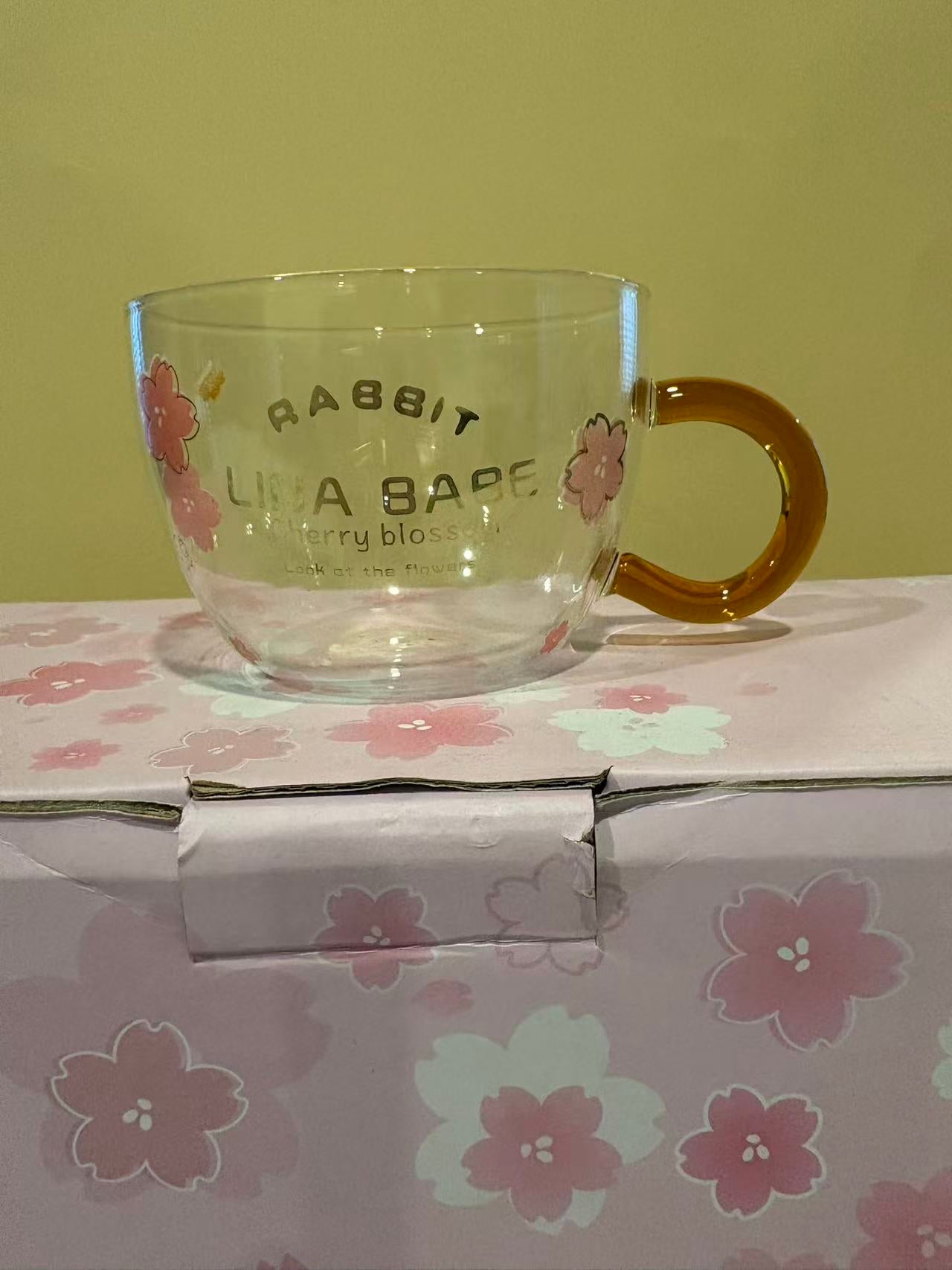 A Cute Cherry Blossom Bunny Afternoon Tea Set Gift - 1 Ceramic Teapot, 1 Glass Teacup & Gift Box 樱花兔兔下午茶套装礼盒 1壶1杯+礼盒