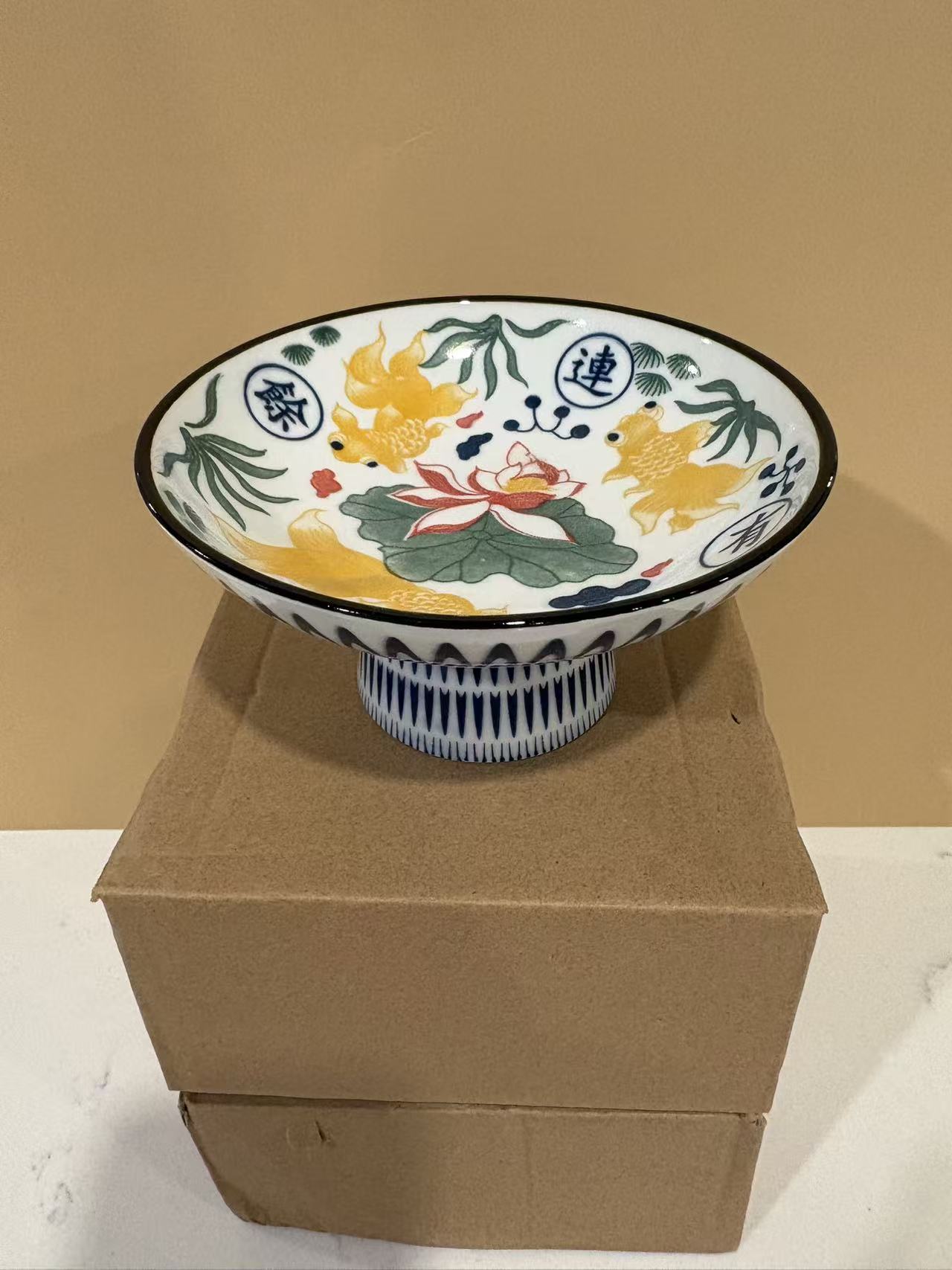 Ceramic Multi-Purpose Elevated Tray | Fruit Plate | Incense Holder | Pet Bowl Multiple Designs 多用途高足陶瓷盘 果盘 香盘 宠物碗 多款图案可选