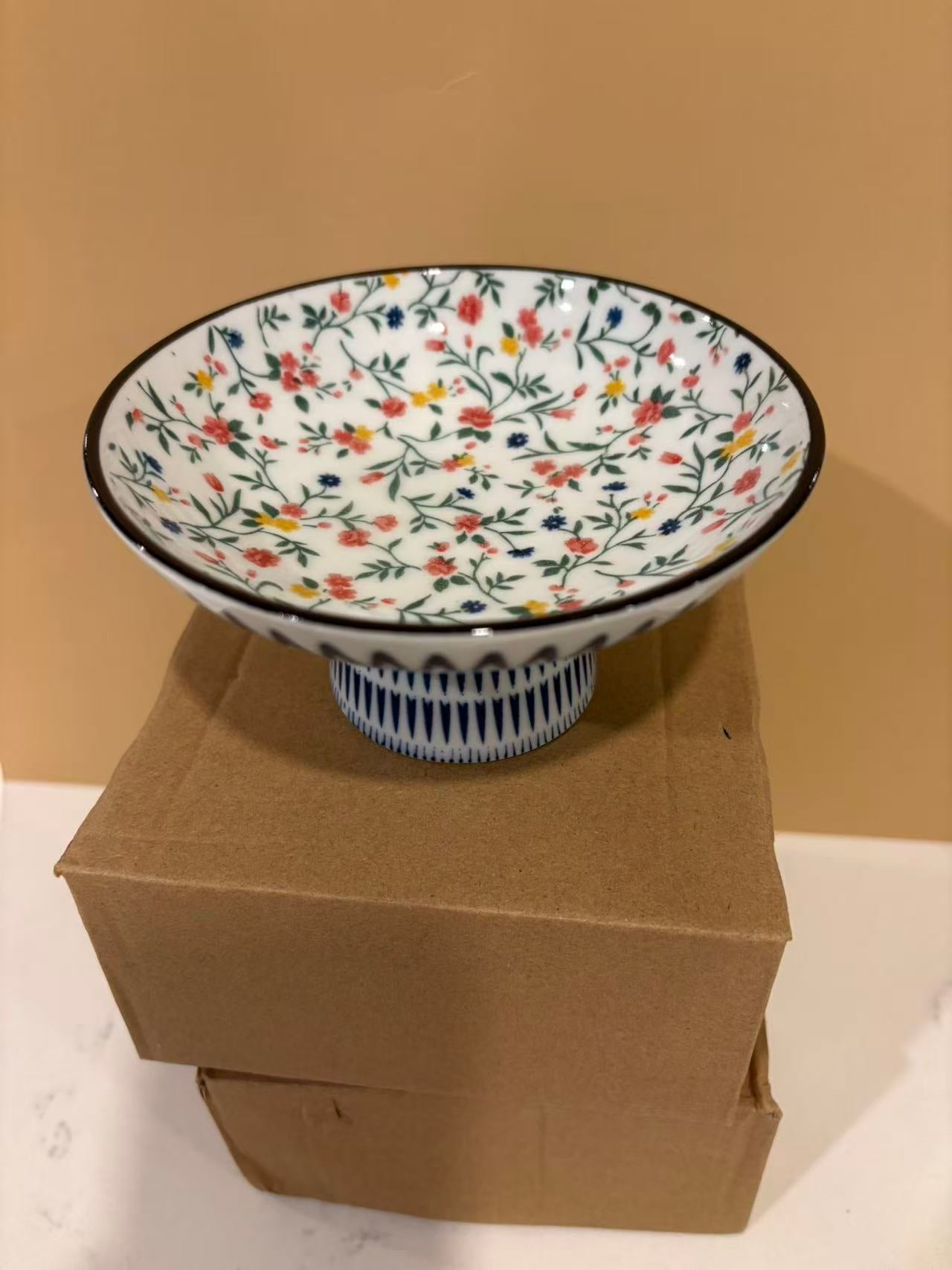 Ceramic Multi-Purpose Elevated Tray | Fruit Plate | Incense Holder | Pet Bowl Multiple Designs 多用途高足陶瓷盘 果盘 香盘 宠物碗 多款图案可选