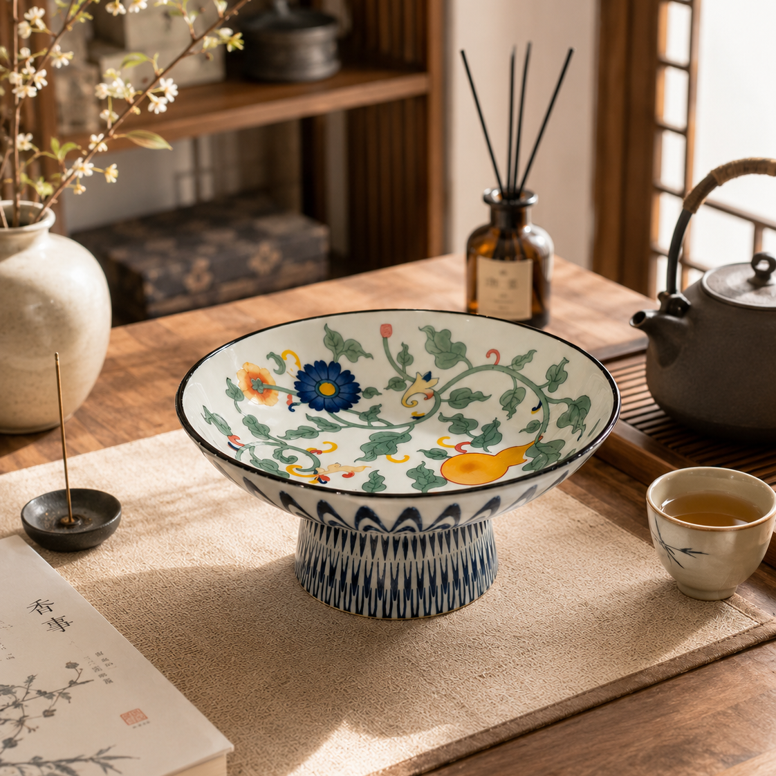 Ceramic Multi-Purpose Elevated Tray | Fruit Plate | Incense Holder | Pet Bowl 多用途高足陶瓷盘 果盘 香盘 宠物碗