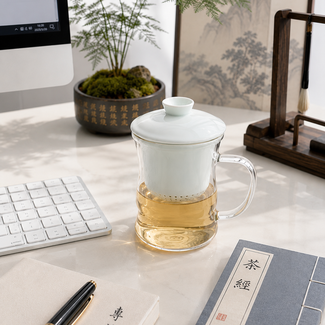 Glass Tea Infuser Cup with Ceramic Filter