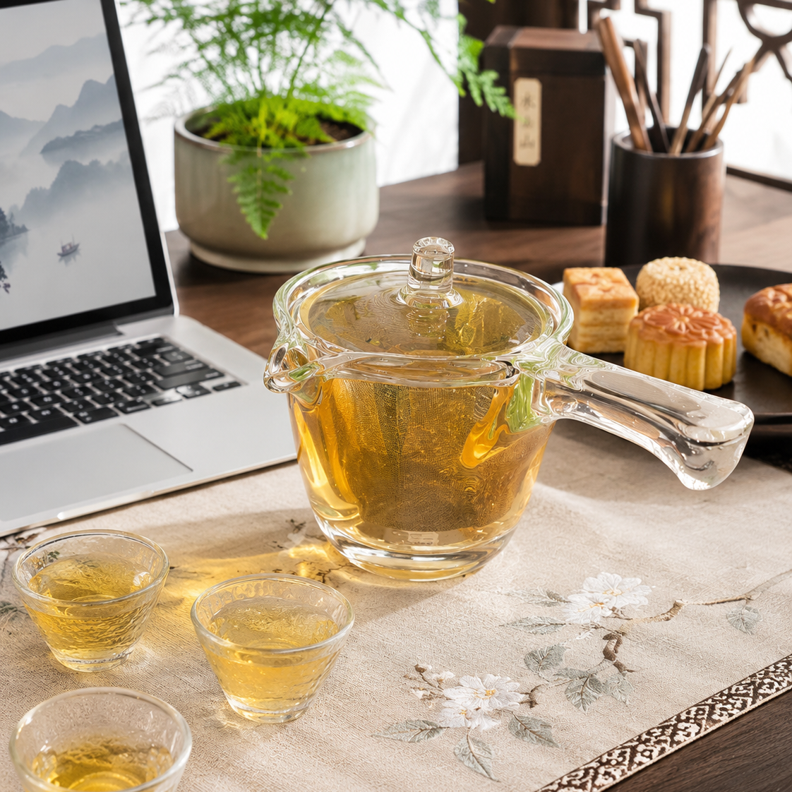 Glass Teapot with Removable Stainless Steel Infuser Filter 玻璃茶壶带可拆卸不锈钢滤网 200ml 一屋窑