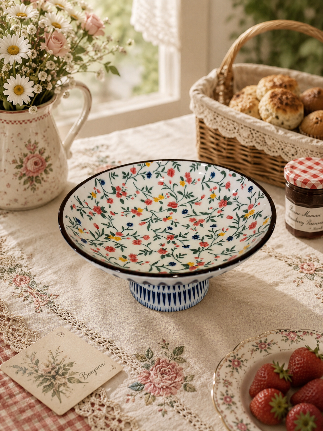 Ceramic Multi-Purpose Elevated Tray | Fruit Plate | Incense Holder | Pet Bowl Multiple Designs 多用途高足陶瓷盘 果盘 香盘 宠物碗 多款图案可选